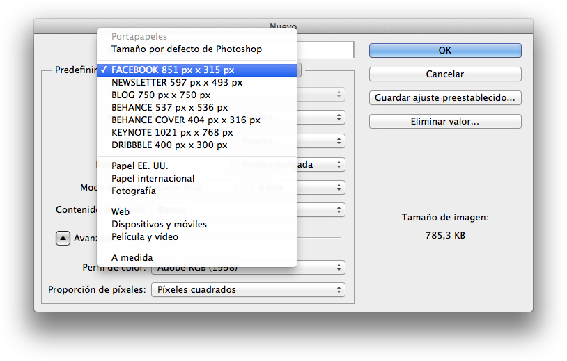 guardar las medidas en photoshop